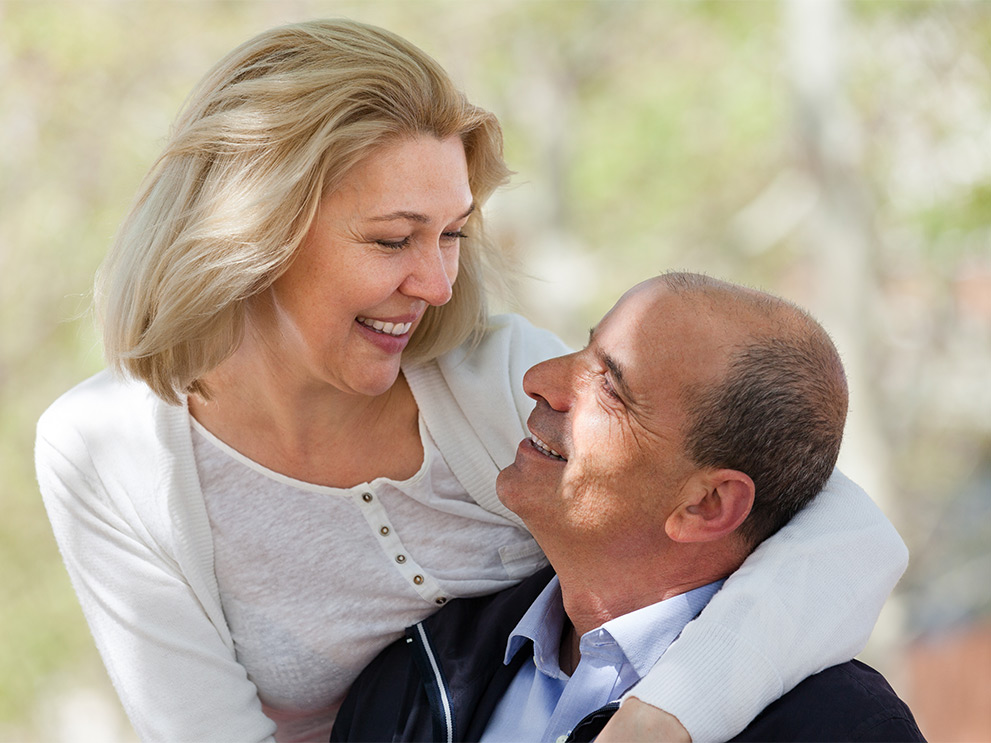 Mature couple embracing